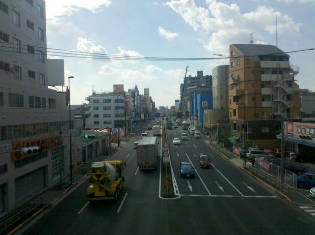 Looking from a highway overpass.