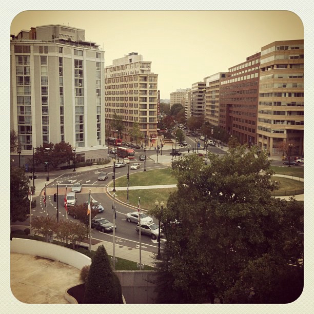 A traffic circle in Washington, DC.