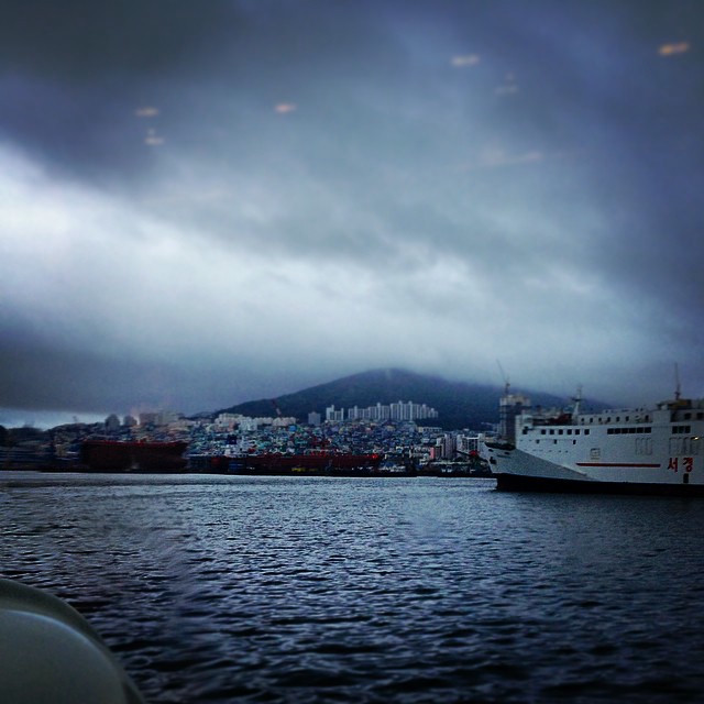 A view from the ferry of the port of Busan as we head out.