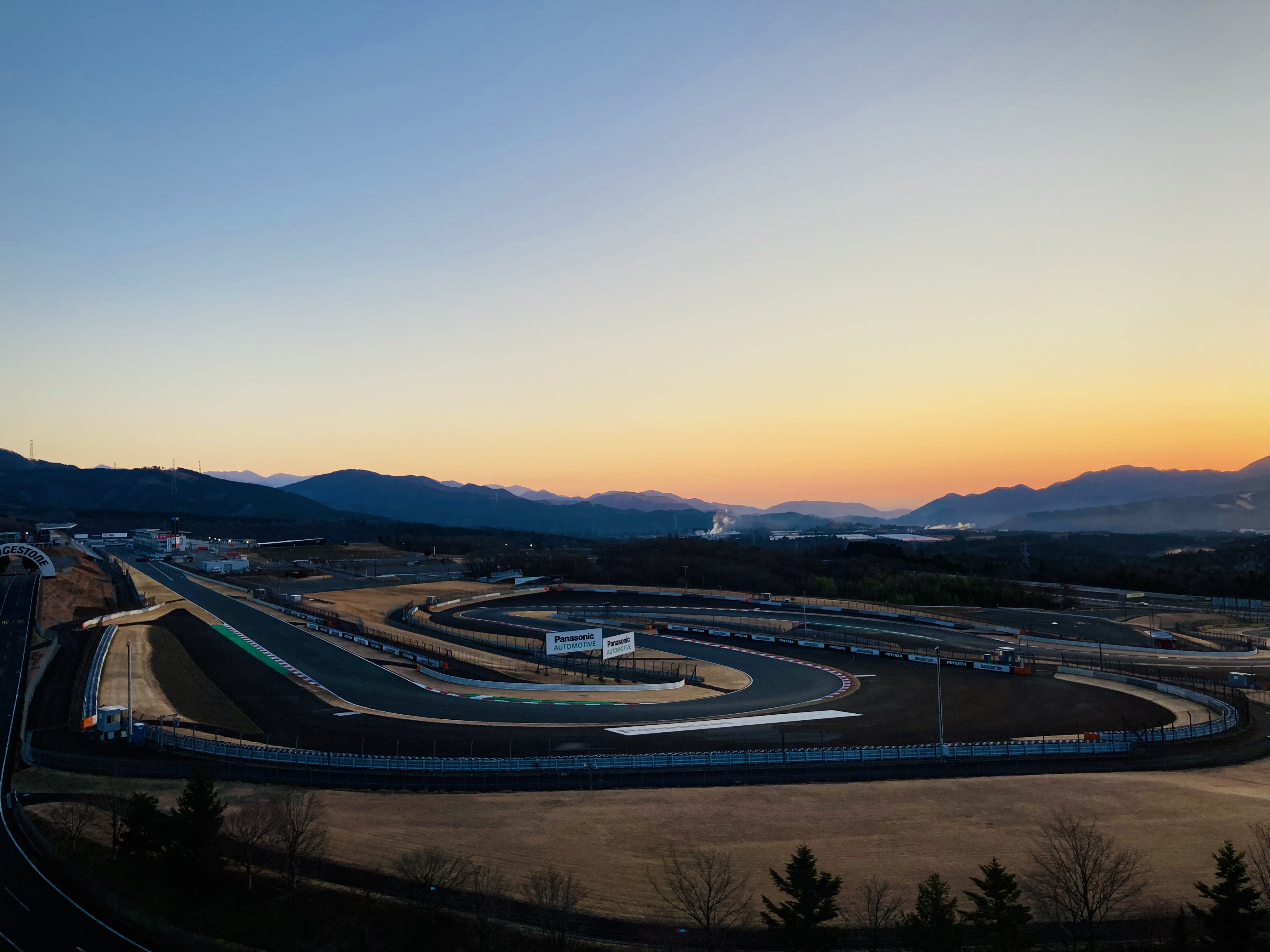Looking over Fuji Speedway as the sun rises.